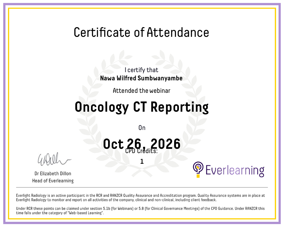 Oncology CT Reporting Certificate