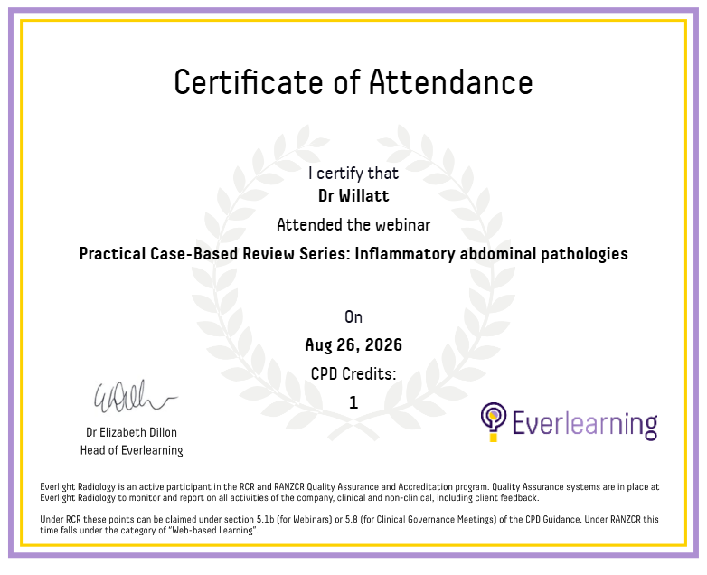 Practical Case-Based Review Series: Inflammatory abdominal pathologies Certificate
