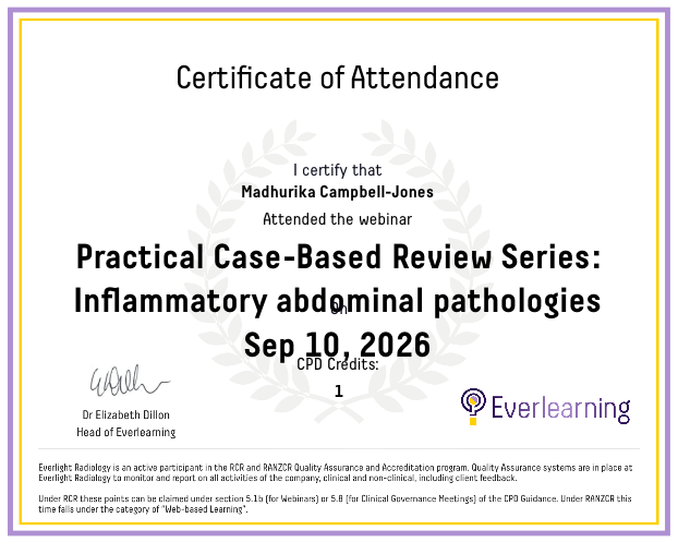 Practical Case-Based Review Series: Inflammatory abdominal pathologies Certificate