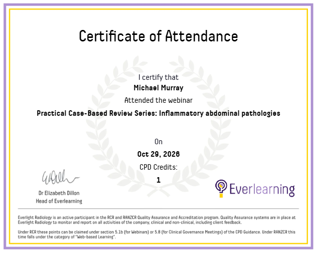 Practical Case-Based Review Series: Inflammatory abdominal pathologies Certificate