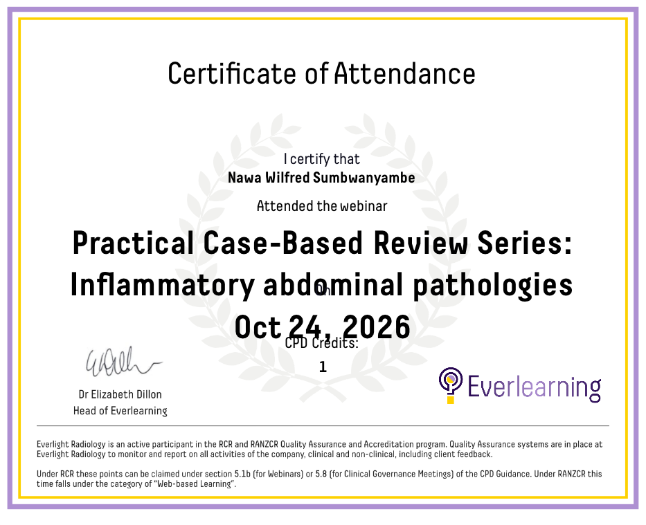 Practical Case-Based Review Series: Inflammatory abdominal pathologies Certificate