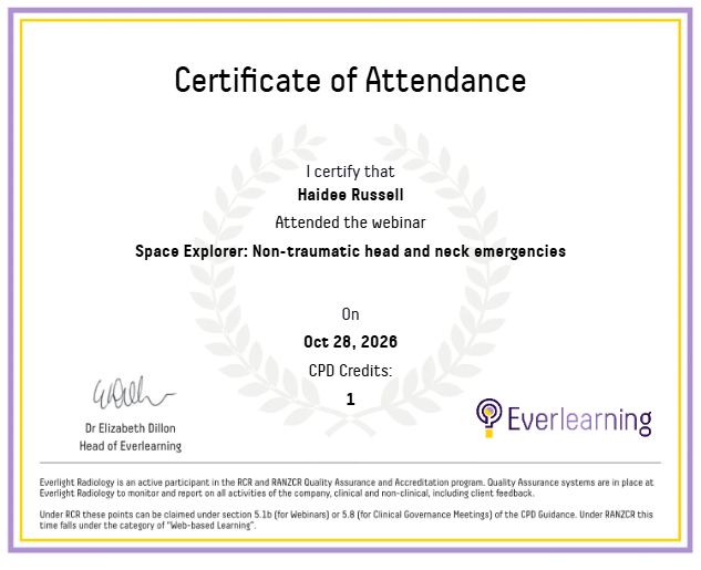 Space Explorer: Non-traumatic head and neck emergencies Certificate