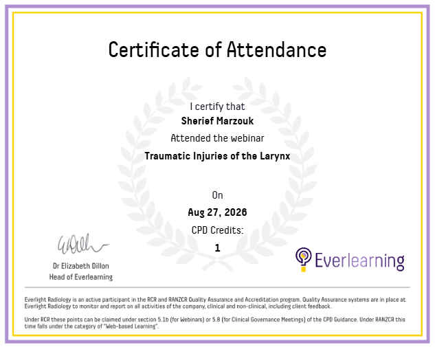Traumatic Injuries of the Larynx Certificate