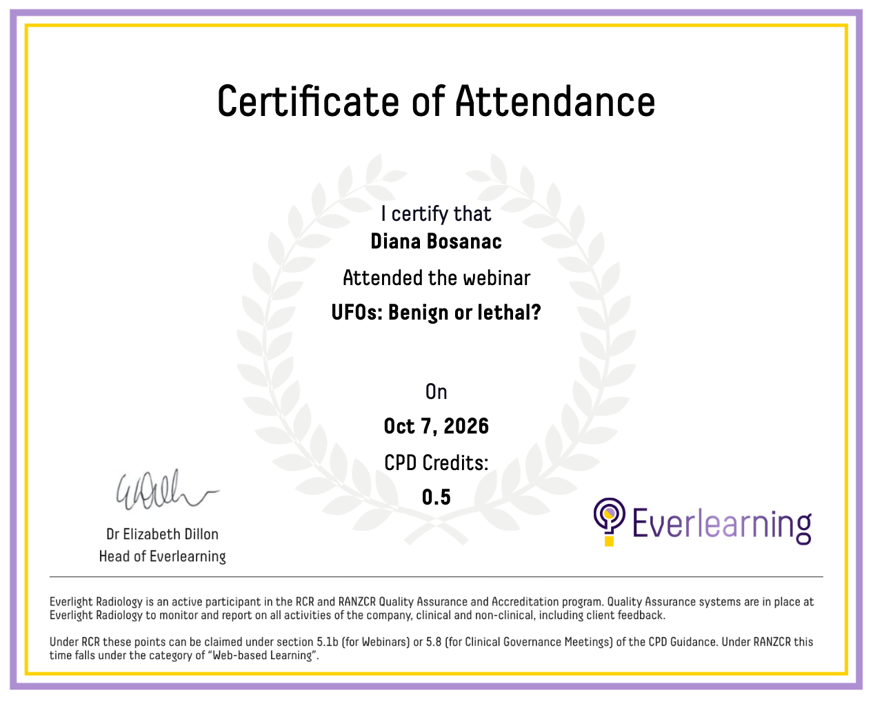 UFOs: Benign or lethal? Certificate