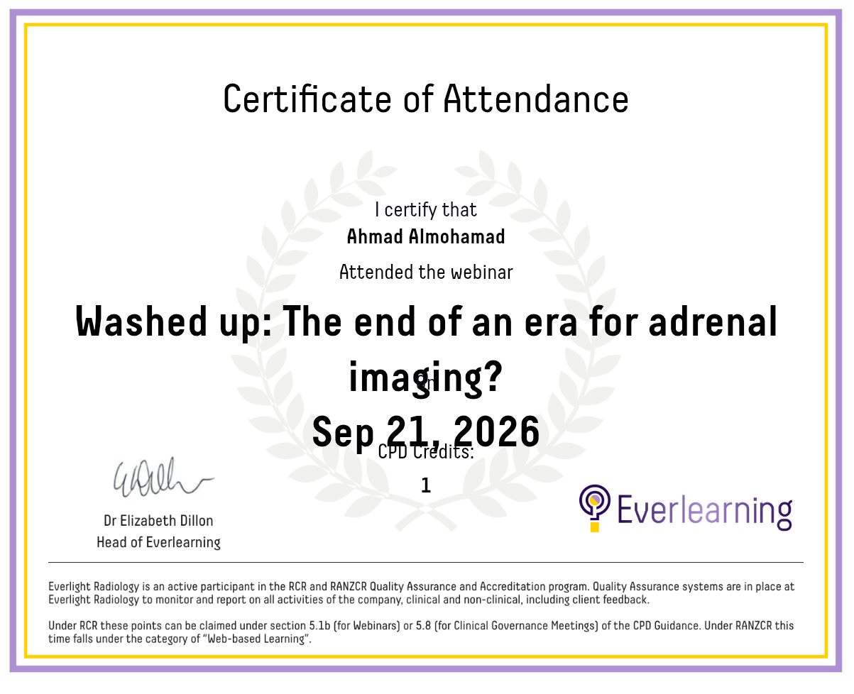 Washed up: The end of an era for adrenal imaging? Certificate