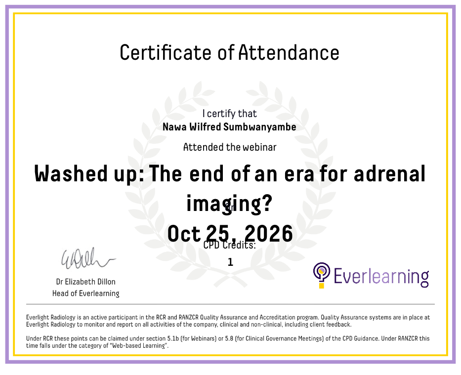 Washed up: The end of an era for adrenal imaging? Certificate