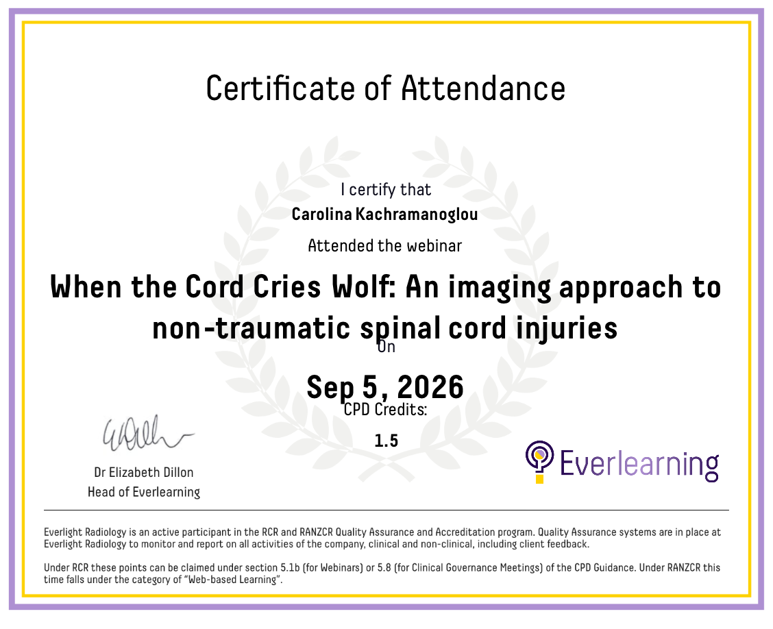 When the Cord Cries Wolf: An imaging approach to non-traumatic spinal cord injuries Certificate
