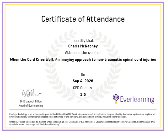 When the Cord Cries Wolf: An imaging approach to non-traumatic spinal cord injuries Certificate