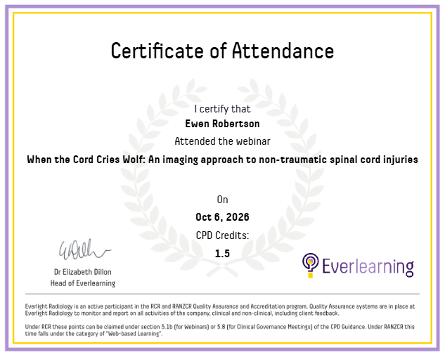 When the Cord Cries Wolf: An imaging approach to non-traumatic spinal cord injuries Certificate