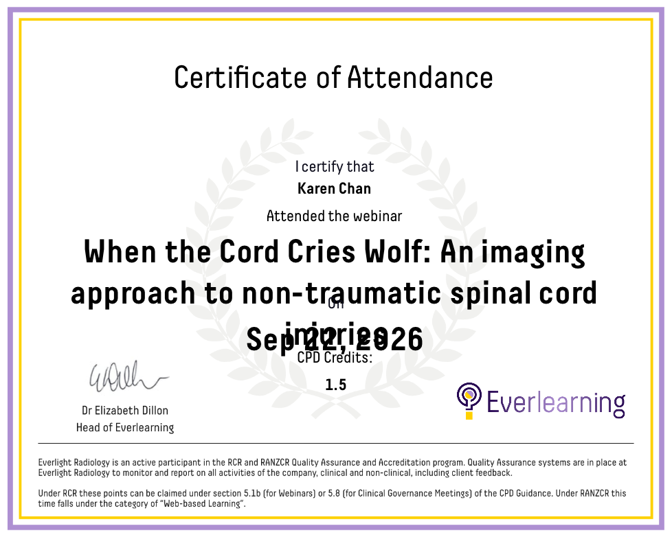 When the Cord Cries Wolf: An imaging approach to non-traumatic spinal cord injuries Certificate