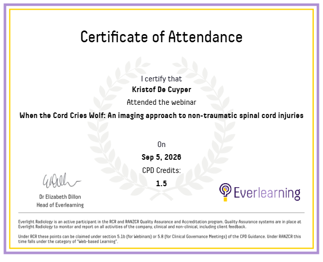When the Cord Cries Wolf: An imaging approach to non-traumatic spinal cord injuries Certificate
