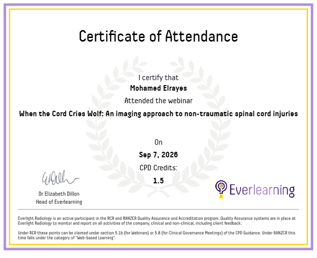 When the Cord Cries Wolf: An imaging approach to non-traumatic spinal cord injuries Certificate