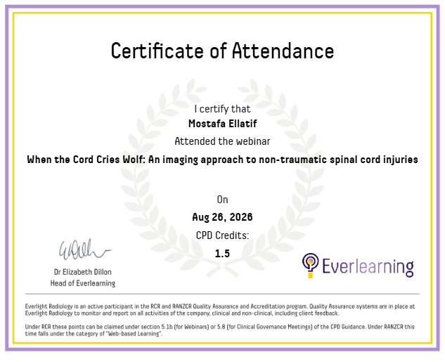 When the Cord Cries Wolf: An imaging approach to non-traumatic spinal cord injuries Certificate