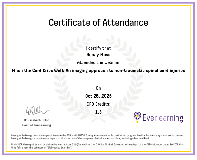 When the Cord Cries Wolf: An imaging approach to non-traumatic spinal cord injuries Certificate