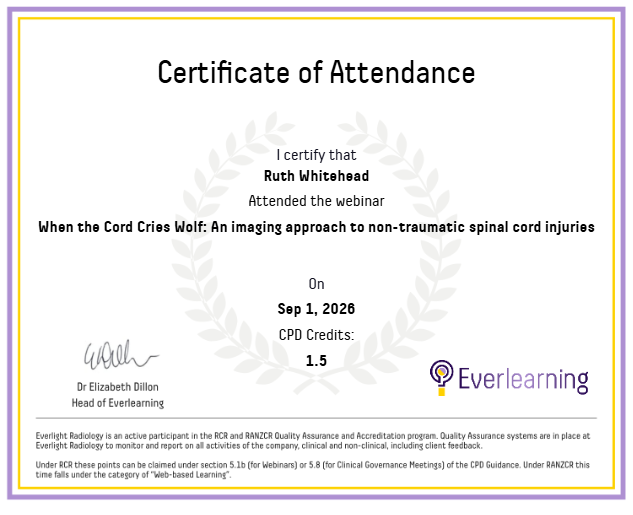 When the Cord Cries Wolf: An imaging approach to non-traumatic spinal cord injuries Certificate