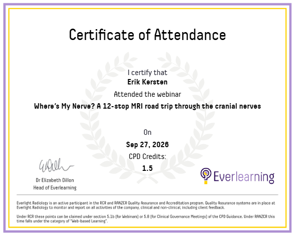 Where’s My Nerve? A 12-stop MRI road trip through the cranial nerves Certificate