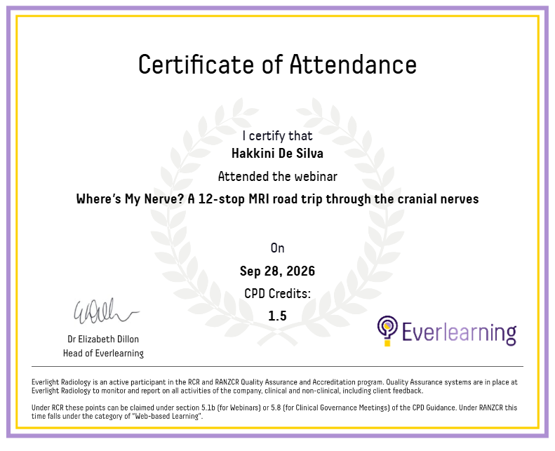 Where’s My Nerve? A 12-stop MRI road trip through the cranial nerves Certificate
