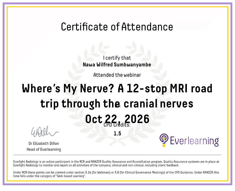 Where’s My Nerve? A 12-stop MRI road trip through the cranial nerves Certificate