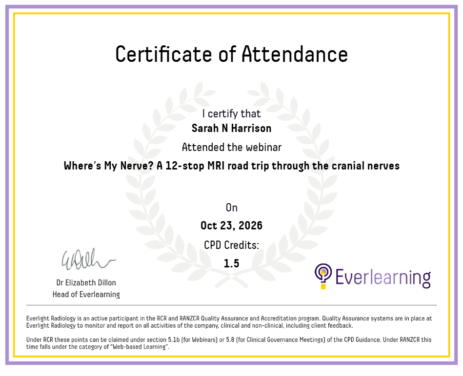 Where’s My Nerve? A 12-stop MRI road trip through the cranial nerves Certificate