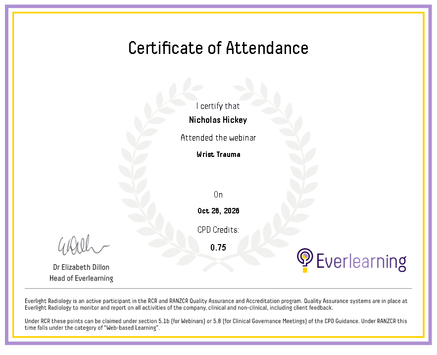 Wrist Trauma Certificate
